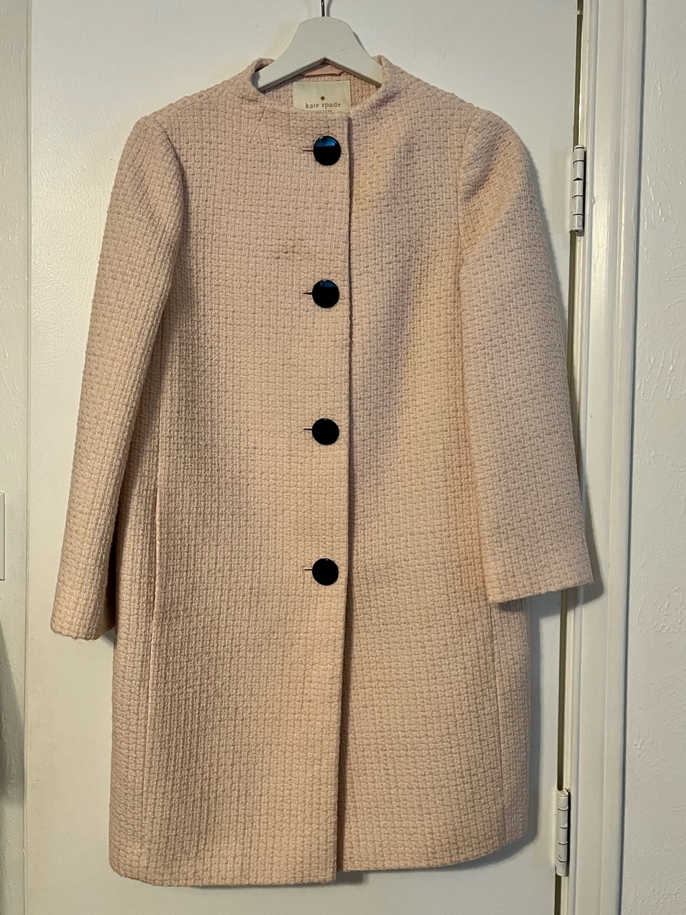 Kate Spade NY Women’s Blush Colored Tweed Textured Coat sz 0